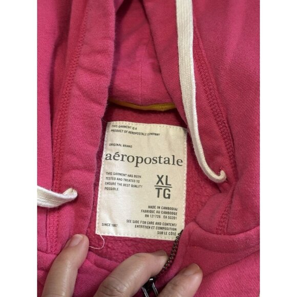 AEROPOSTALE Pink Zip Up Hoodie Sweatshirt Jacket Y2k 90’s Barbie McBling NY XL - Picture 7 of 7